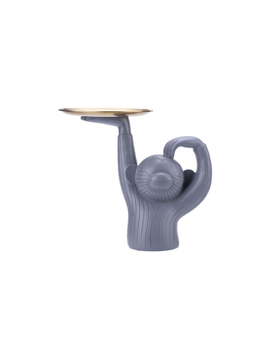 Techkidz Interior Decoration Crazy Monkey Model In Resin A Tray In His Hand Grey