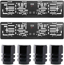 Set 2 Flexibler Kunststoff Autokennzeichenrahmen Schwarz 4 Hexagonale Aluminiumkappen Autoventile 1,8 cm Schwarz Set 2 Flexibler Kunststoff Autokennzeichenrahmen Schwarz 4 Hexagonale Aluminiumkappen Autoventile 1,8 cm Schwarz