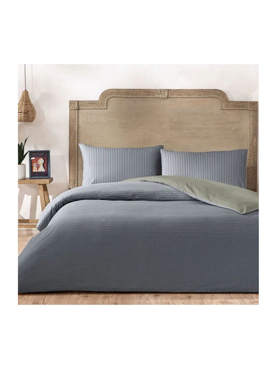 Tac Set Huse Pentru Pilote 100% Bumbac 200x220cm Dublu Cu 2 Fețe De Pernă & 1 Cearșaf Marwen Stripes