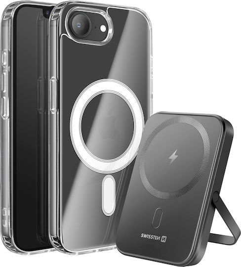 Swissten Pack Magsafe Iphone 16e Bi-material Handyhülle 5000 Mah Powerbank Transparent