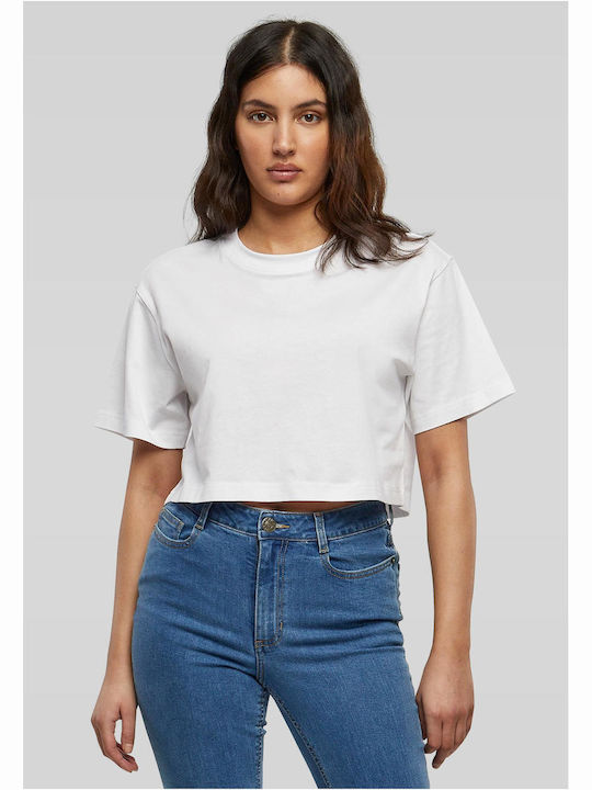 Build Your Brand Women's Oversized Crop T-shirt White