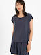 Women's Crop Top Short Sleeve Dark Blue