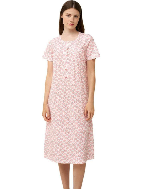 Vamp Summer Cotton Women's Nightgown Pink Glow