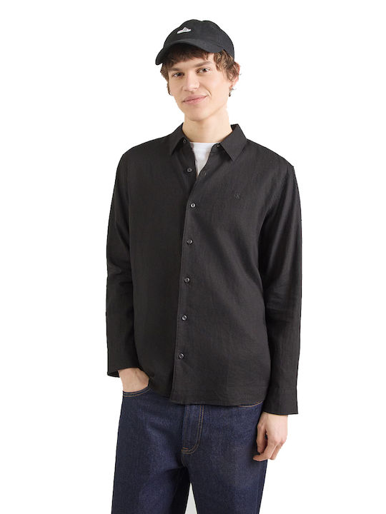 Calvin Klein Long Sleeve Linen Shirt Black