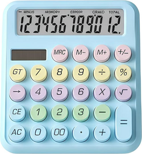Avizar 12-digit Silent Desktop Calculator Macaron Design Blue