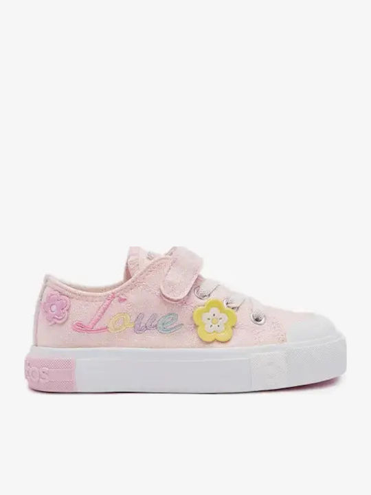 Kids Sneakers with Hoop & Loop Closure Pink
