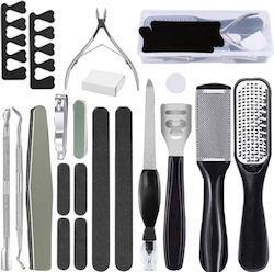 Set Pedichiură Ubx 24 Piese Pilă De Unghii Pilă Pentru Călcâi Clipper De Unghii Alte Accesorii Negre