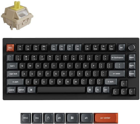 Keychron V1 Ultra 8K V1U-D4 Tastatură Mecanică de Gaming Fără Fir 75% cu Comutatoare Keychron Silk POM Banana și Iluminare RGB (Engleză SUA)