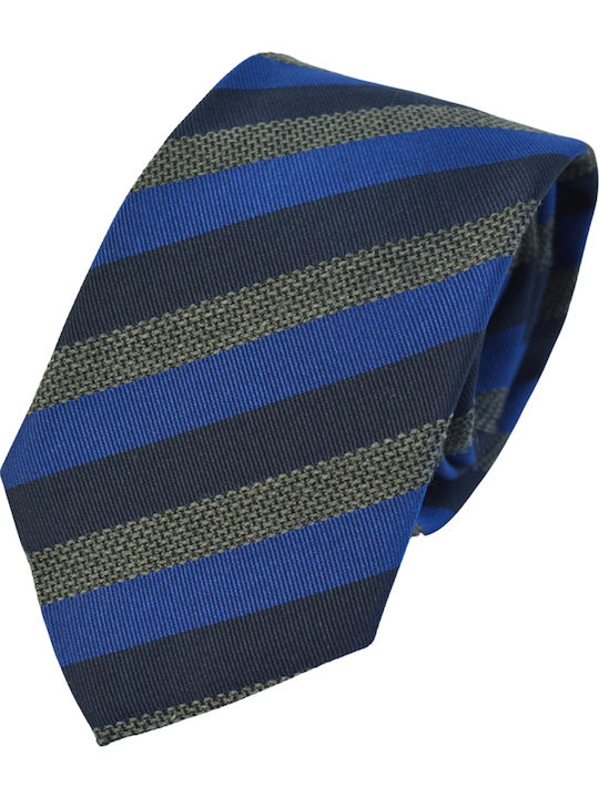 Makis Tselios Fashion Ανδρική Γραβάτα Μεταξωτή με Σχέδια σε Γκρι Χρώμα