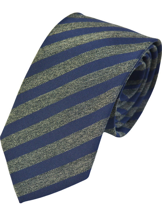Makis Tselios Fashion Ανδρική Γραβάτα Μεταξωτή με Σχέδια σε Γκρι Χρώμα