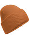 Beanie Unisex Beanie with Rib Knitting in Orange Colour