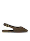 Suede Women's Ballerina Shoes Slingback in Brown Colour