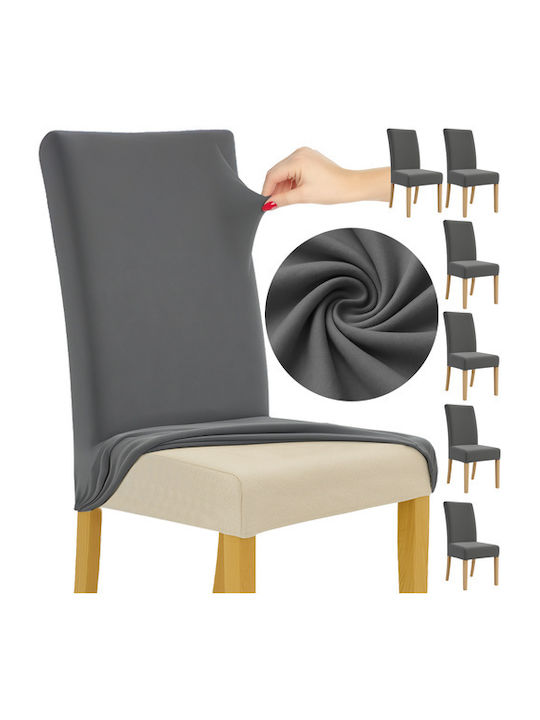 Husă Elastică Scaun Gri 65x40cm 6 Bucăți