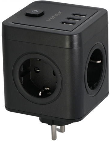 Venex PowerCube 4 Θέσεων με 3 USB-A και Διακόπτη