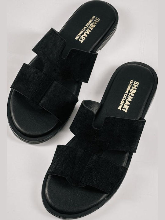 The Shoemart Δερμάτινα Γυναικεία Σανδάλια Μαύρα