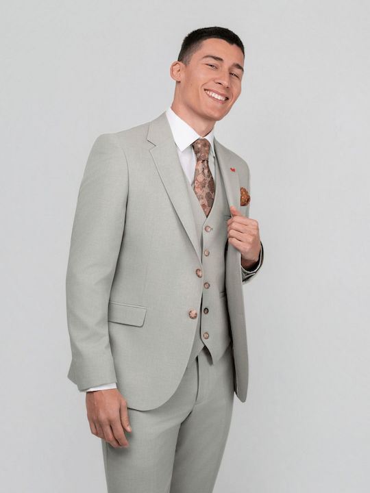 Dezign Costum Barbat De Vară Cu Fit Slim Bej-Verde