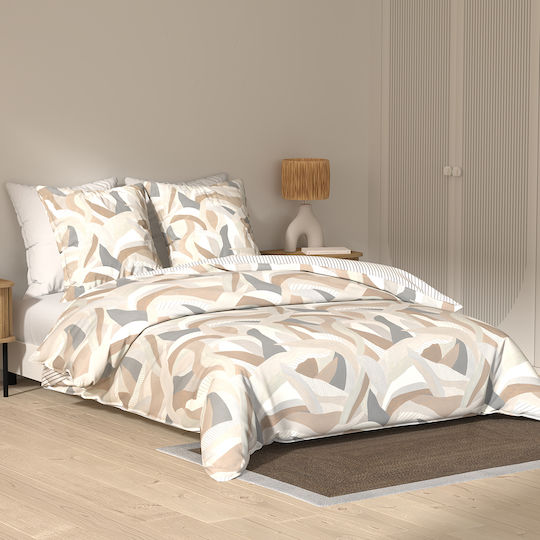 Cotton Duvet Cover Set 240x220cm Double With 2 Pillowcases A-s Aeris Ecru