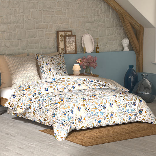 Σετ Παπλωματοθήκη Βαμβακερή 240x220cm Υπέρδιπλη με 4 Μαξιλαροθήκες A-s Kilda Λευκή