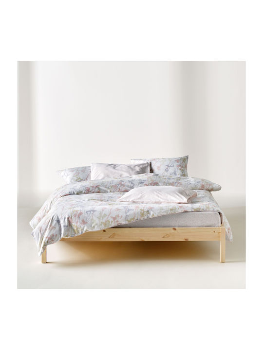 Kentia Σετ Παπλωματοθήκη Βαμβακερή 225x245cm Υπέρδιπλη με 2 Μαξιλαροθήκες Breza Εκρού