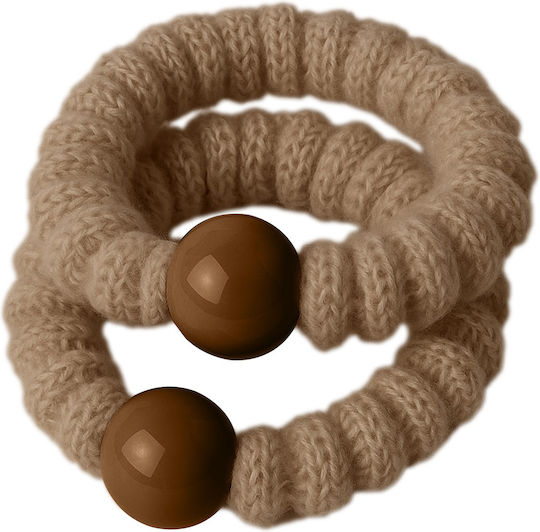 Avizar Classic Scrunchies Duo Mesh Hair Brown Minimalist Pearl Brown