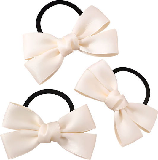 Avizar Set 3 Casual Haargummis Beige Zarte Samt Knoten Beige