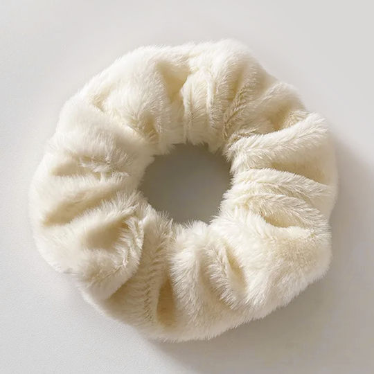 Avizar Ластик За Коса Scrunchie От Минки Плюш Мек Бежов Бежов