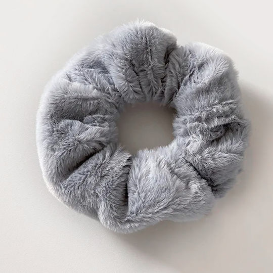 Avizar Ластик За Коса Scrunchie От Минки Плюш Мек Сив