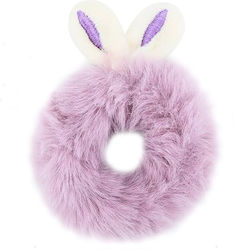 Avizar Classic Scrunchie Fluffy Hair Purple Rabbit Ears Purple