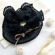 Avizar Scrunchie Clasic Pentru Păr Din Plasă Moale Minimalist Negru Negru