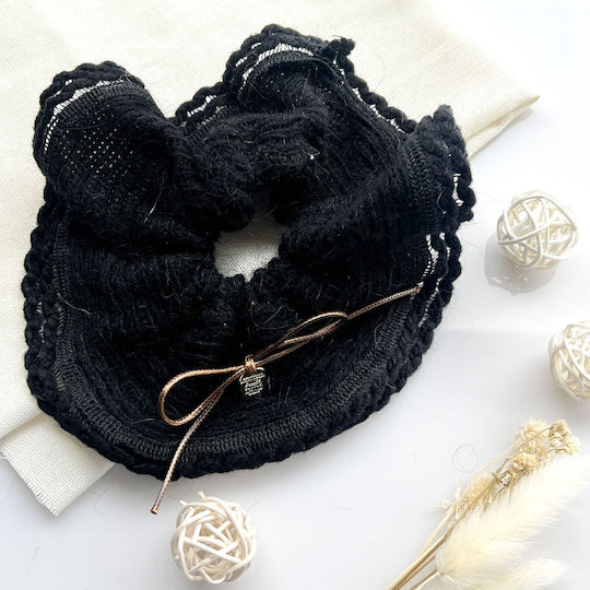 Avizar Scrunchie Clasic Pentru Păr Din Plasă Moale Minimalist Negru Negru