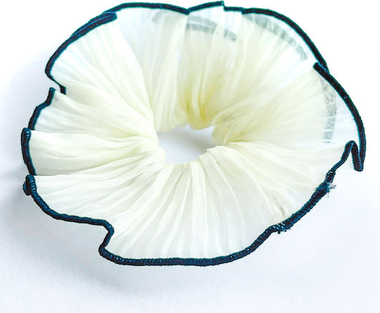 Avizar Scrunchie Froufrou Maxi Pentru Păr Din Material Moale Vapuros Alb