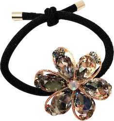 Avizar Casual Elastic Hair Glossy Flower In Gray Refined Rhinestone Grey