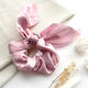 Avizar Scrunchie Eșarfă Scurtă Pentru Păr Din Satin Fluture Elegant Roz Roz