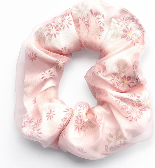 Avizar Classic Scrunchie Hair Double Drapé Fleuri In Sail Delicate Pink Pink