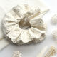 Avizar Classic Scrunchie Hair In Vintage Embroidered Fabric Chic Beige Beige