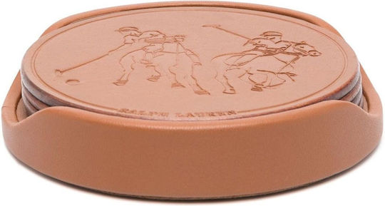 Ralph Lauren Suporturi pentru Pahare din Piele Ecologică Maro 4 Bucăți