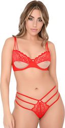 Șir De Caractere Aurora Roșie Dantelă Perle Xl Xxl Daring Intimates