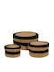 Set Coșuri Decorative Din Paie cu Capac Negre 3 Bucăți