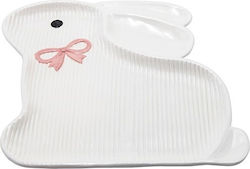 Ceramic Easter Plate Rabbit Shape White-Pink 26.8x25.2cm 818-00027 Festive Serving Platter