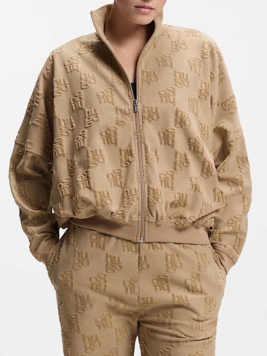 Women's Sweatshirt Cardigan Sandybrown
