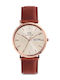 Daniel Wellington Ceas de Damă cu Curea din Piele Maro cu Baterie