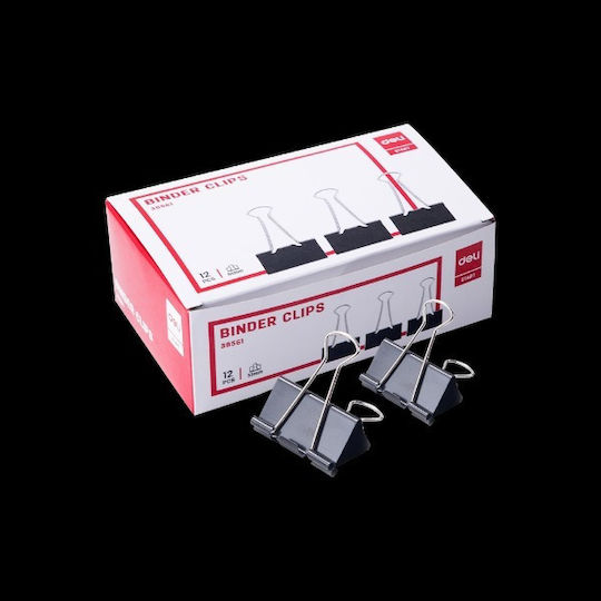 Deli Double Clip 51mm No1 Effortless Black 12 Pieces