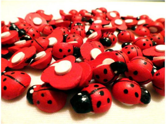Wooden Craft Ladybugs 2.4 Cm Self-Adhesive Set 20 Pieces