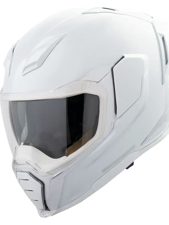 Icon Ultraflite Solid White gloss Κράνος Μηχανής Full Face ECE 22.06 με Sunvisor