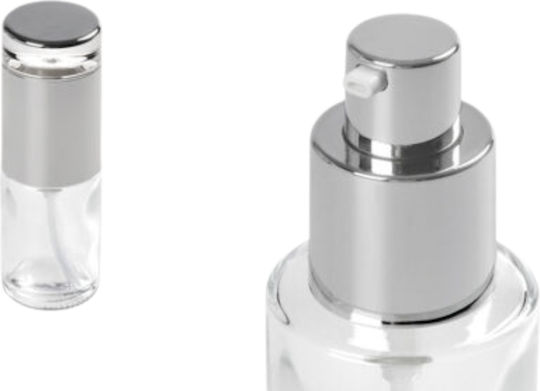 Little Bottle Flask 30 Ml Glass Transparent Silver Pump Cap