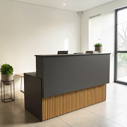 Pult Recepție Antracit Cu Bază Din Lemn Răsucit 180x80x105cm