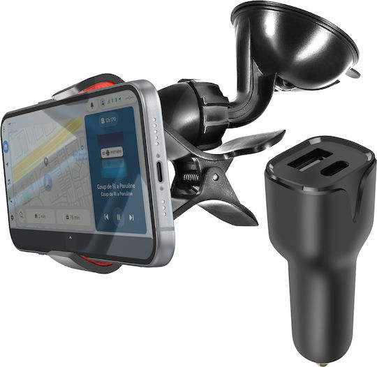 Avizar Car Accessory Package Usb-c Car Charger Suction Cup Mount Black