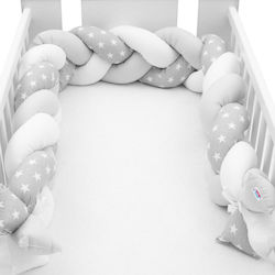 New Baby Borduri Pentru Pătuț Împletitură Internă Stars Gri/Alb 225cm New Baby Borduri Pentru Pătuț Împletitură Internă Stars Gri/Alb 225cm