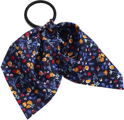 Elastic Scarf Hair Ribbon In Veil Flowered Romantic Navy Blue