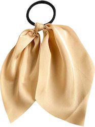 Elastic Scarf Hair Ribbon In Satin Uni Beige
